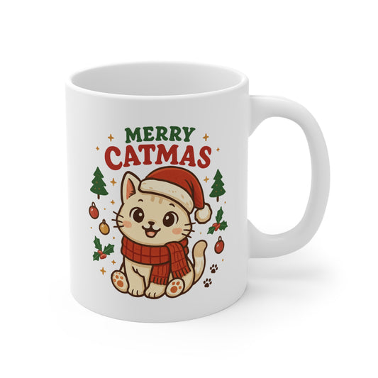 Merry Catmas Christmas Cat Mug