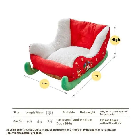 Holiday Sleigh Plush Pet Bed-Limited Edition